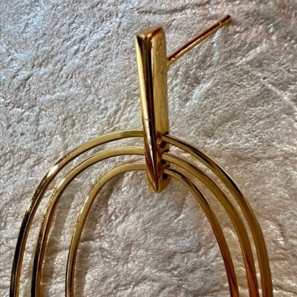 Large Gold Dangle Statement Earrings. Layered Gol… - image 8